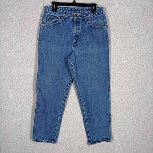 Vintage 90s H.I.S Jeans 34x30 Relaxed Tapered 100% Cotton USA‎ Made Faded Retro